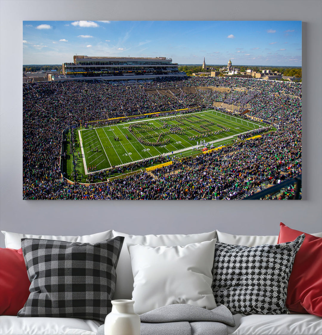 Notre Dame Stadium Wall Art Canvas Print, Notre Dame Fighting Irish Stadium Sports Room Decor Wall Art Print Sports Grill Bar Wall Art Print