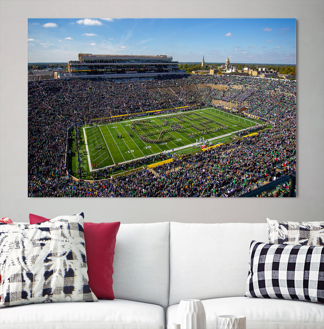 Notre Dame Stadium Wall Art Canvas Print, Notre Dame Fighting Irish Stadium Sports Room Decor Wall Art Print Sports Grill Bar Wall Art Print