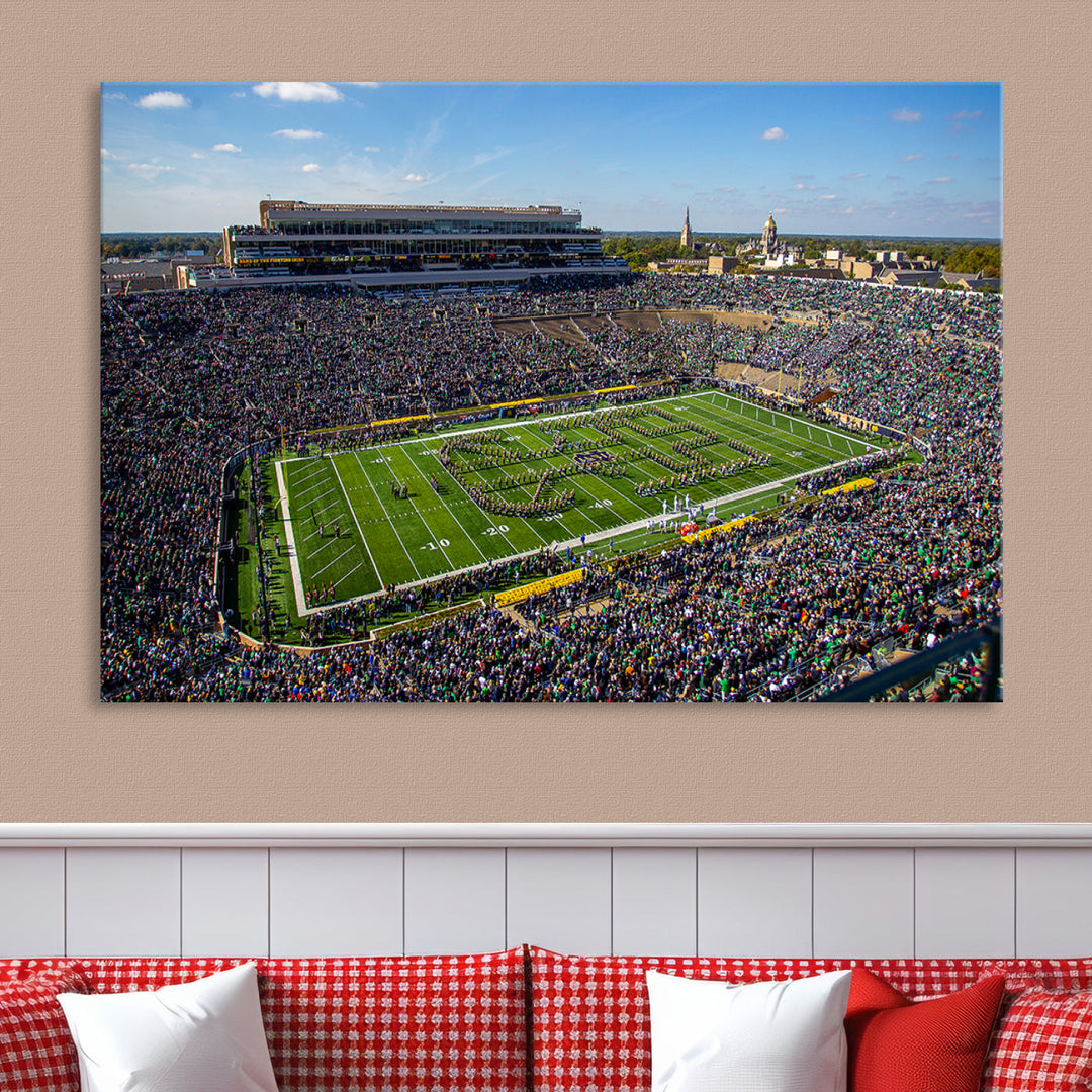 Notre Dame Stadium Wall Art Canvas Print, Notre Dame Fighting Irish Stadium Sports Room Decor Wall Art Print Sports Grill Bar Wall Art Print