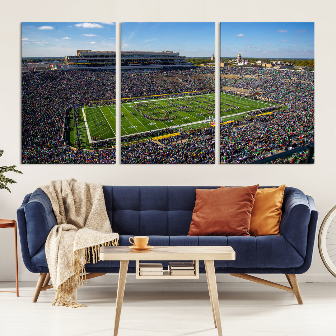 Notre Dame Stadium Wall Art Canvas Print, Notre Dame Fighting Irish Stadium Sports Room Decor Wall Art Print Sports Grill Bar Wall Art Print