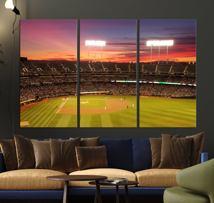 Oakland Coliseum Wall Art Oakland Athletics Stadium Canvas Print - Baseball Multi Panel Wall Art Print - Sports Lovers Gifts - MLB Wall Art