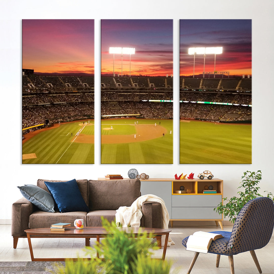 Oakland Coliseum Wall Art Oakland Athletics Stadium Canvas Print - Baseball Multi Panel Wall Art Print - Sports Lovers Gifts - MLB Wall Art