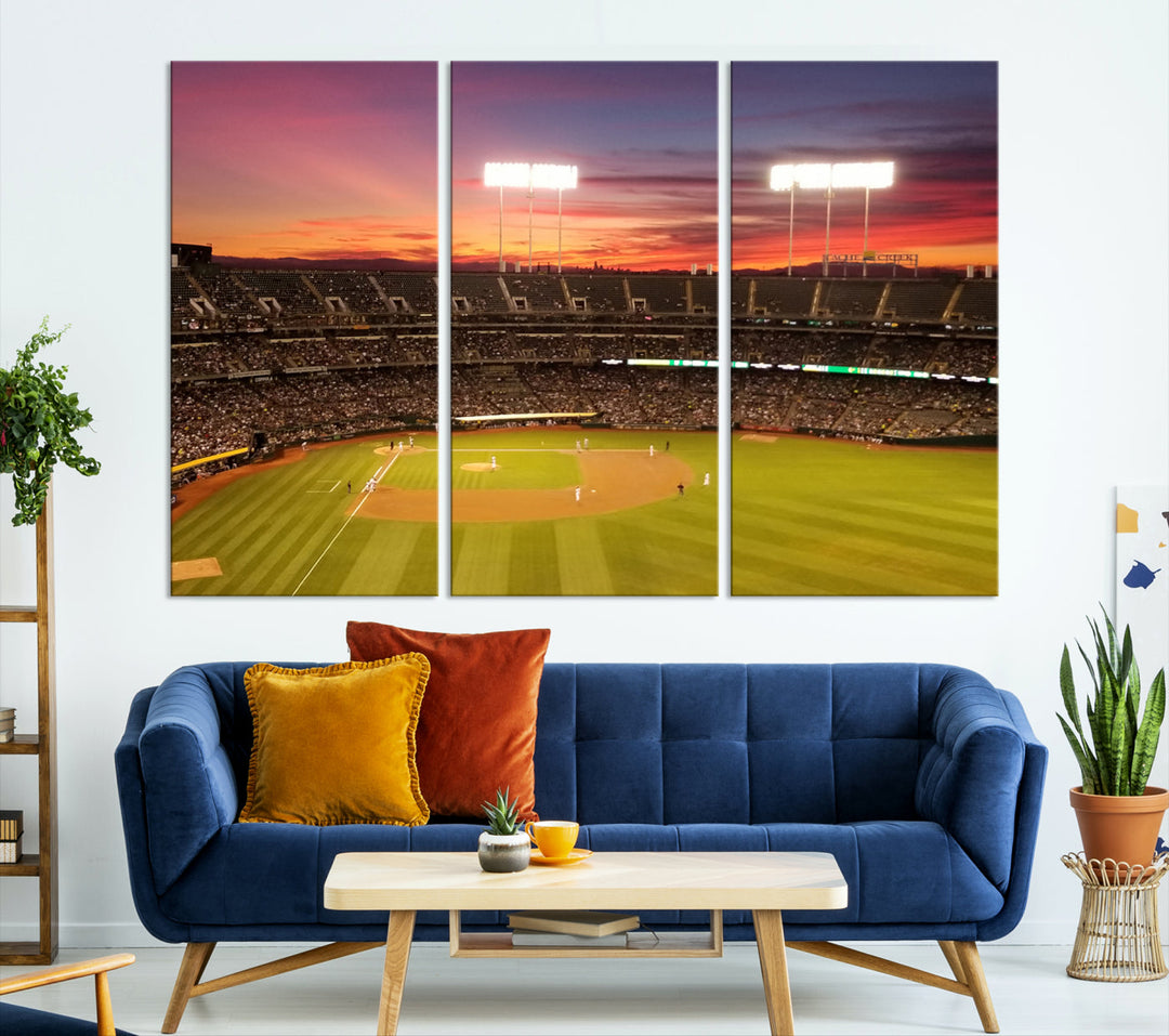 Oakland Coliseum Wall Art Oakland Athletics Stadium Canvas Print - Baseball Multi Panel Wall Art Print - Sports Lovers Gifts - MLB Wall Art