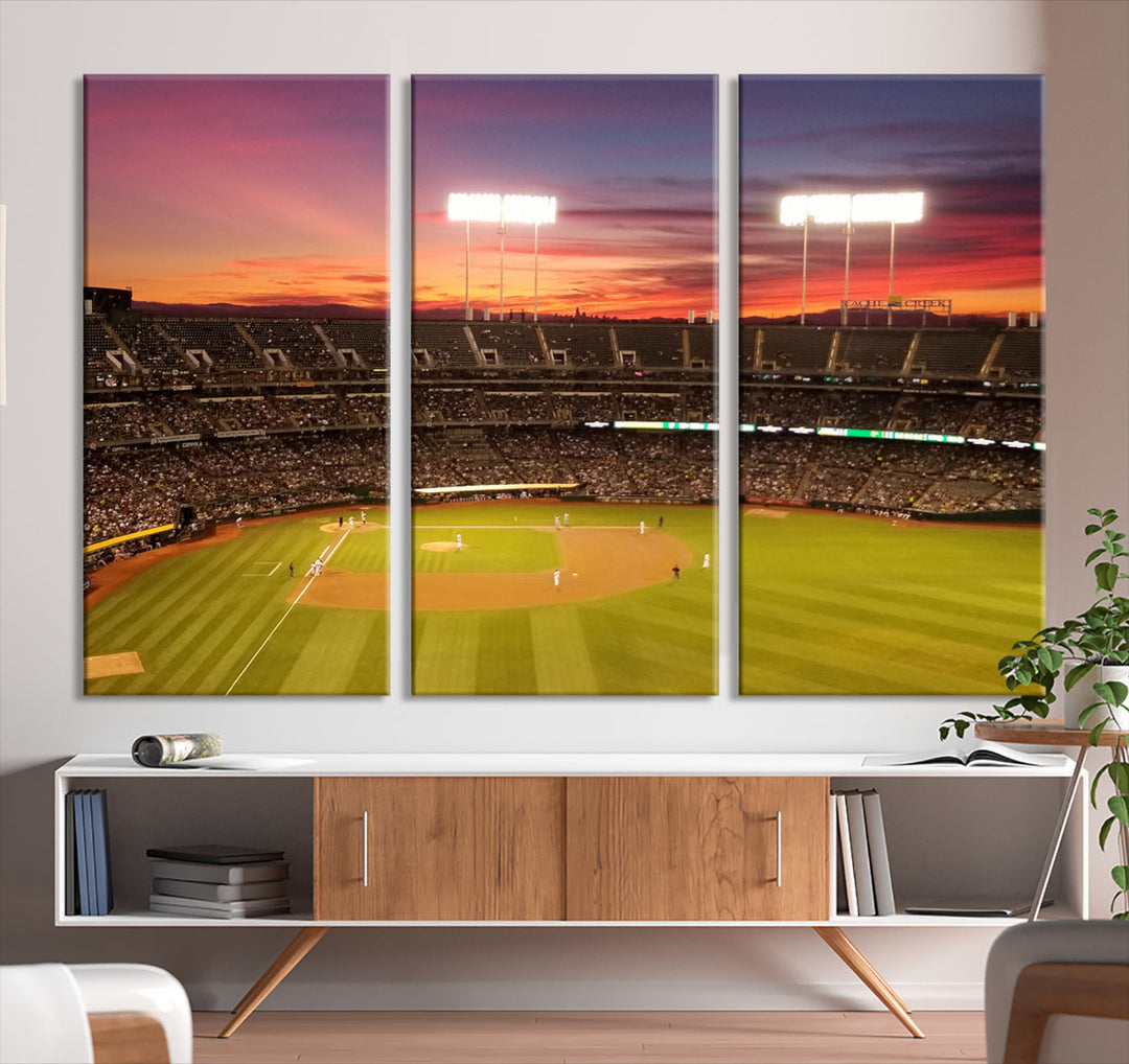 Oakland Coliseum Wall Art Oakland Athletics Stadium Canvas Print - Baseball Multi Panel Wall Art Print - Sports Lovers Gifts - MLB Wall Art