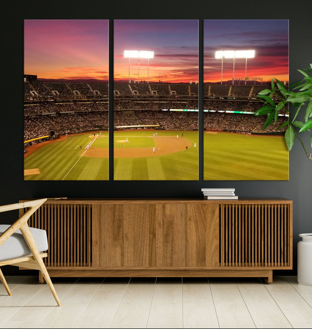 Oakland Coliseum Wall Art Oakland Athletics Stadium Canvas Print - Baseball Multi Panel Wall Art Print - Sports Lovers Gifts - MLB Wall Art