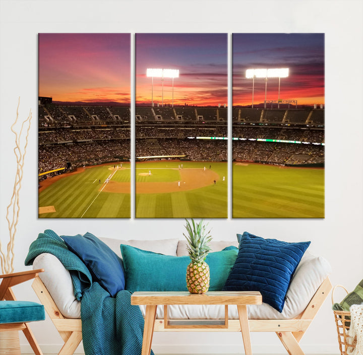 Oakland Coliseum Wall Art Oakland Athletics Stadium Canvas Print - Baseball Multi Panel Wall Art Print - Sports Lovers Gifts - MLB Wall Art