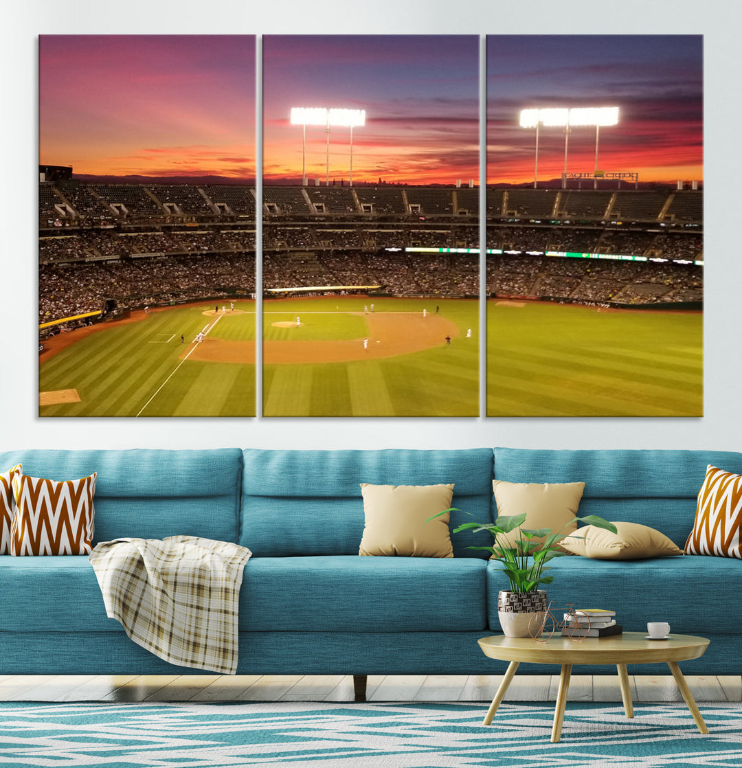 Oakland Coliseum Wall Art Oakland Athletics Stadium Canvas Print - Baseball Multi Panel Wall Art Print - Sports Lovers Gifts - MLB Wall Art