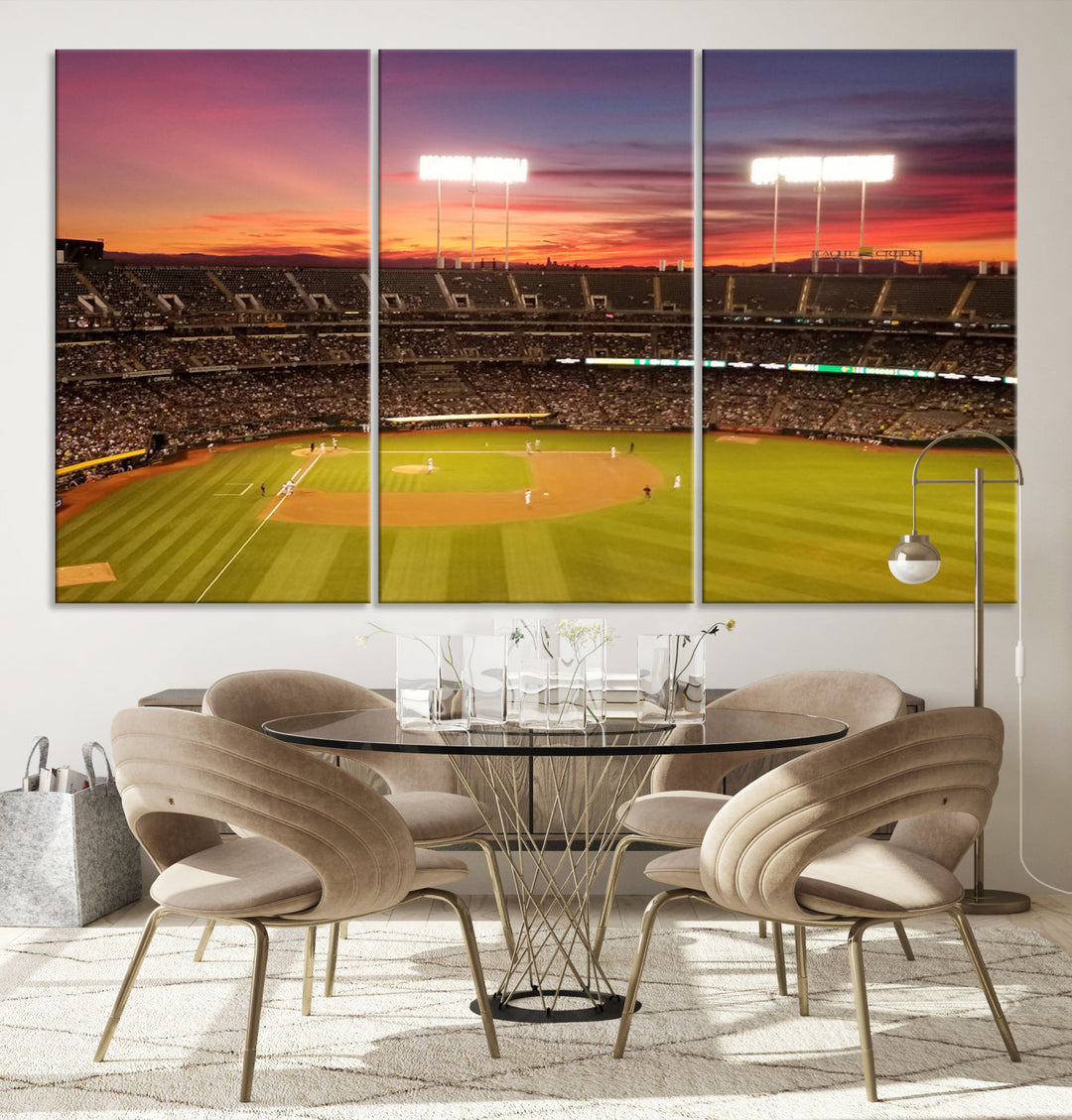 Oakland Coliseum Wall Art Oakland Athletics Stadium Canvas Print - Baseball Multi Panel Wall Art Print - Sports Lovers Gifts - MLB Wall Art