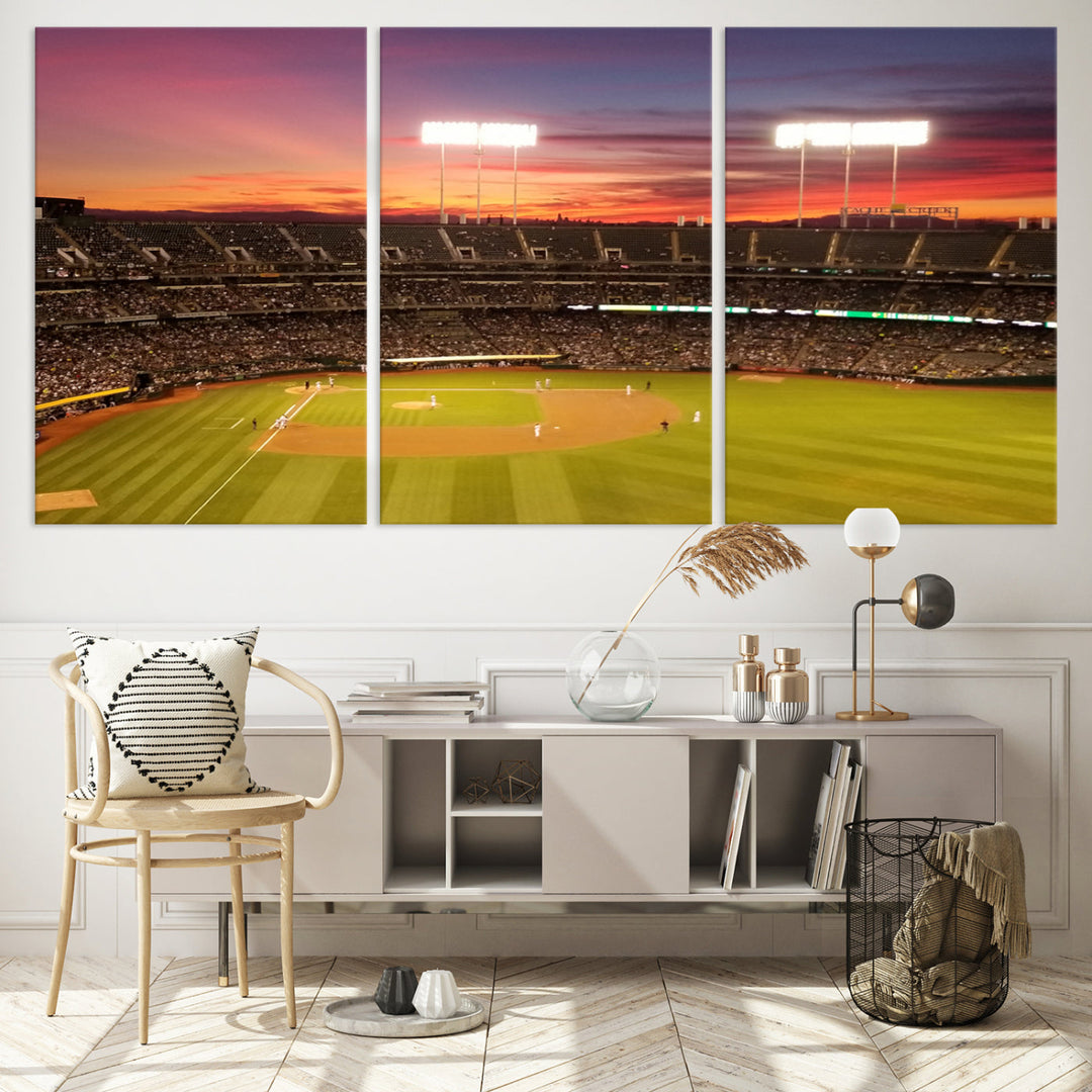 Oakland Coliseum Wall Art Oakland Athletics Stadium Canvas Print - Baseball Multi Panel Wall Art Print - Sports Lovers Gifts - MLB Wall Art