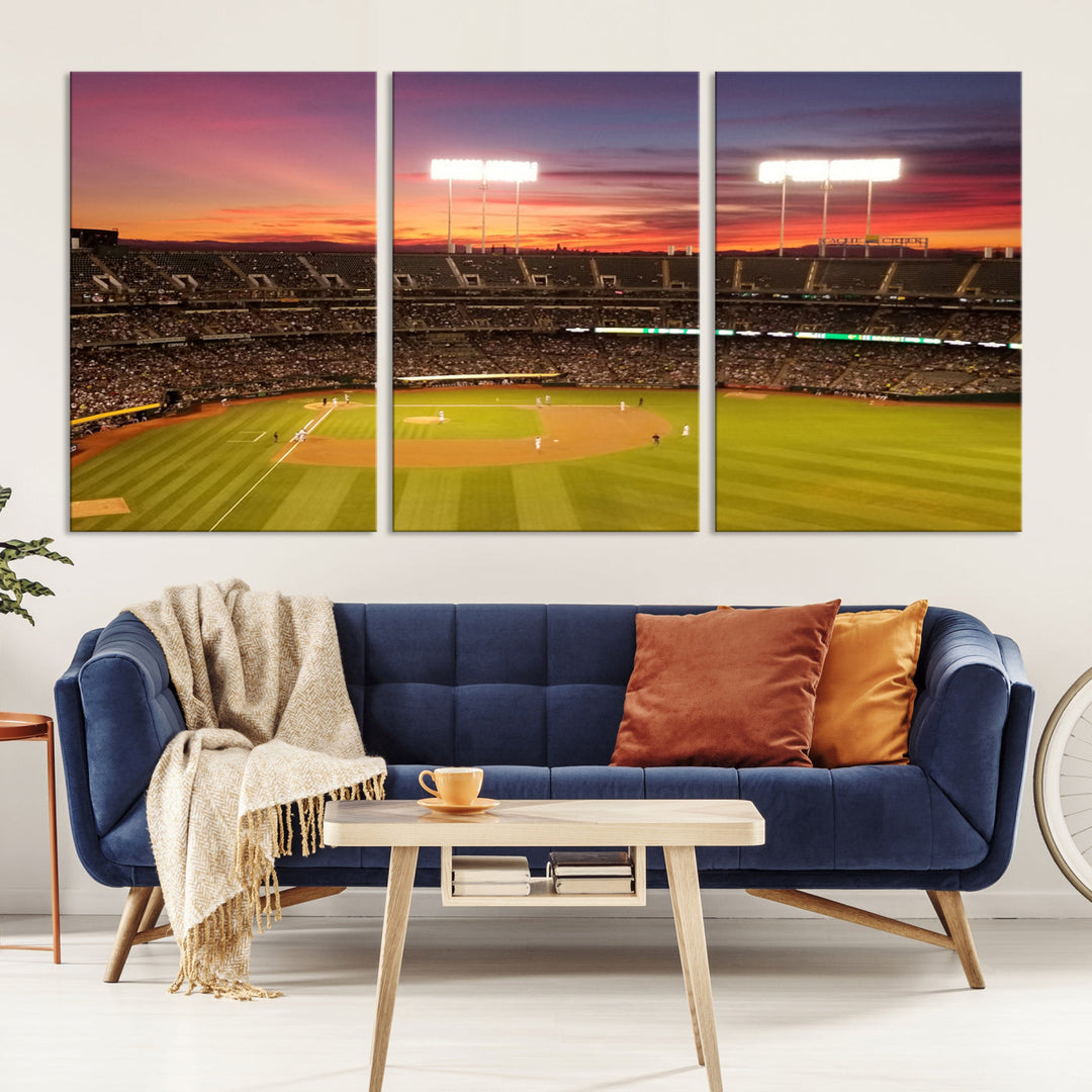 Oakland Coliseum Wall Art Oakland Athletics Stadium Canvas Print - Baseball Multi Panel Wall Art Print - Sports Lovers Gifts - MLB Wall Art