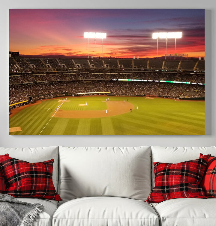 Oakland Coliseum Wall Art Oakland Athletics Stadium Canvas Print - Baseball Multi Panel Wall Art Print - Sports Lovers Gifts - MLB Wall Art