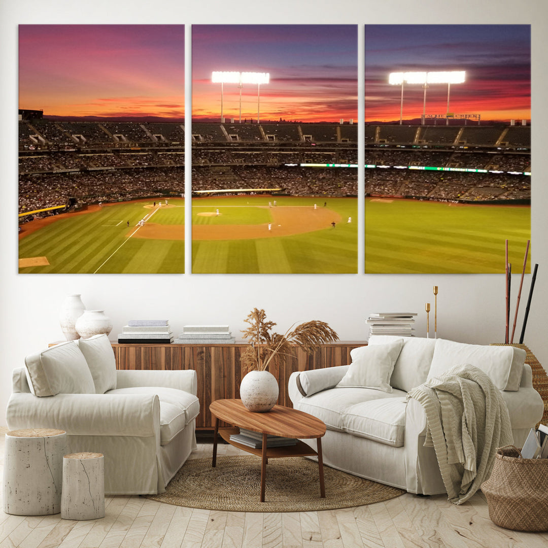 Oakland Coliseum Wall Art Oakland Athletics Stadium Canvas Print - Baseball Multi Panel Wall Art Print - Sports Lovers Gifts - MLB Wall Art