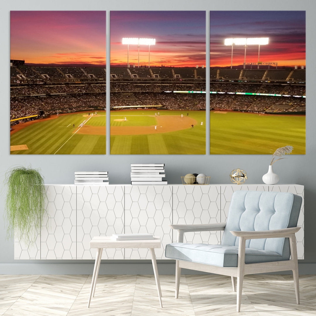 Oakland Coliseum Wall Art Oakland Athletics Stadium Canvas Print - Baseball Multi Panel Wall Art Print - Sports Lovers Gifts - MLB Wall Art