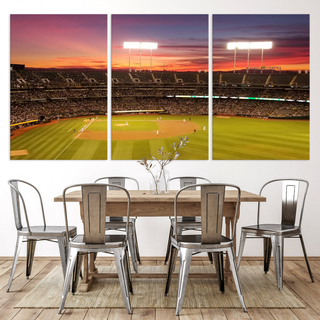 Oakland Coliseum Wall Art Oakland Athletics Stadium Canvas Print - Baseball Multi Panel Wall Art Print - Sports Lovers Gifts - MLB Wall Art