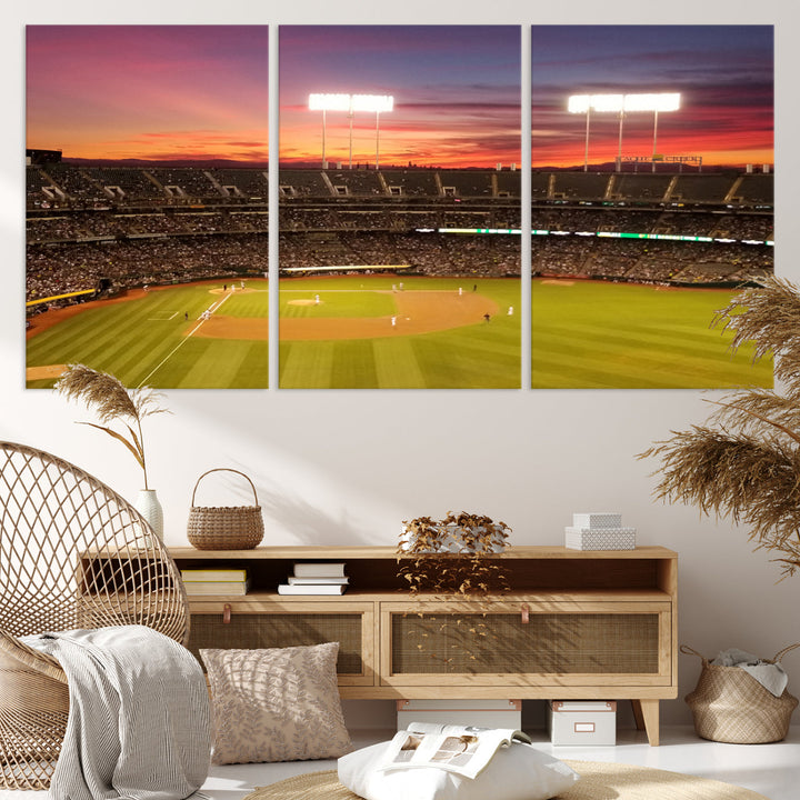 Oakland Coliseum Wall Art Oakland Athletics Stadium Canvas Print - Baseball Multi Panel Wall Art Print - Sports Lovers Gifts - MLB Wall Art