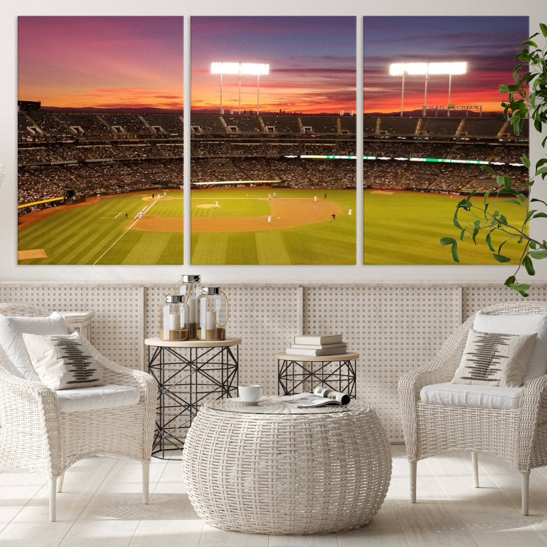 Oakland Coliseum Wall Art Oakland Athletics Stadium Canvas Print - Baseball Multi Panel Wall Art Print - Sports Lovers Gifts - MLB Wall Art