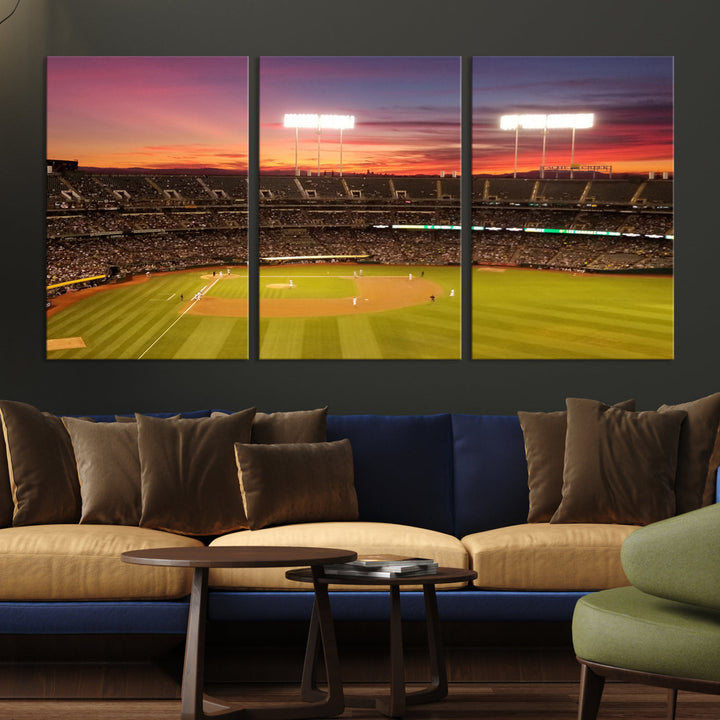 Oakland Coliseum Wall Art Oakland Athletics Stadium Canvas Print - Baseball Multi Panel Wall Art Print - Sports Lovers Gifts - MLB Wall Art