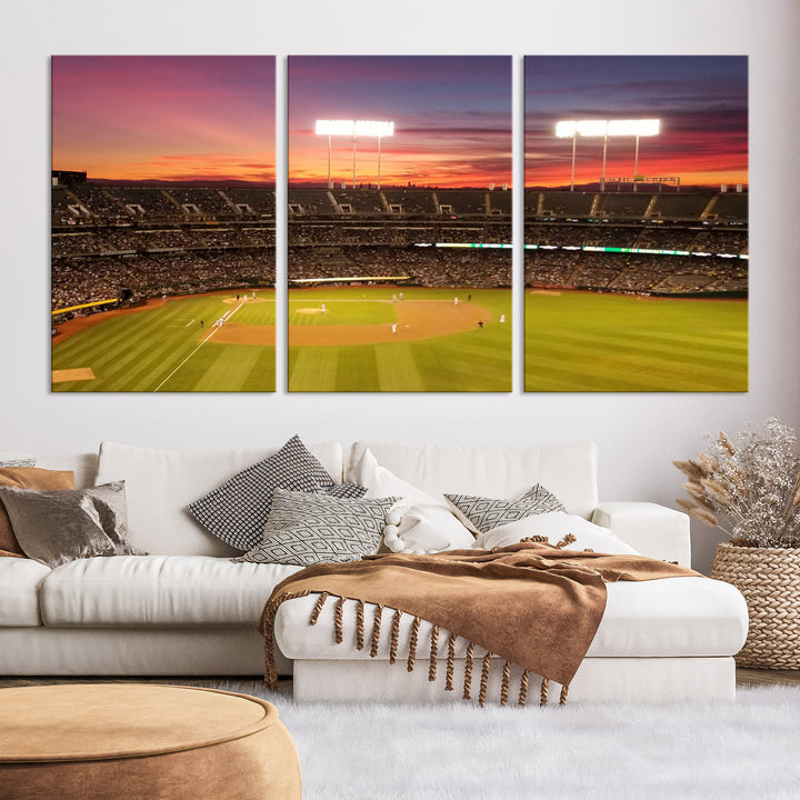 Oakland Coliseum Wall Art Oakland Athletics Stadium Canvas Print - Baseball Multi Panel Wall Art Print - Sports Lovers Gifts - MLB Wall Art