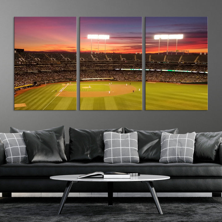 Oakland Coliseum Wall Art Oakland Athletics Stadium Canvas Print - Baseball Multi Panel Wall Art Print - Sports Lovers Gifts - MLB Wall Art