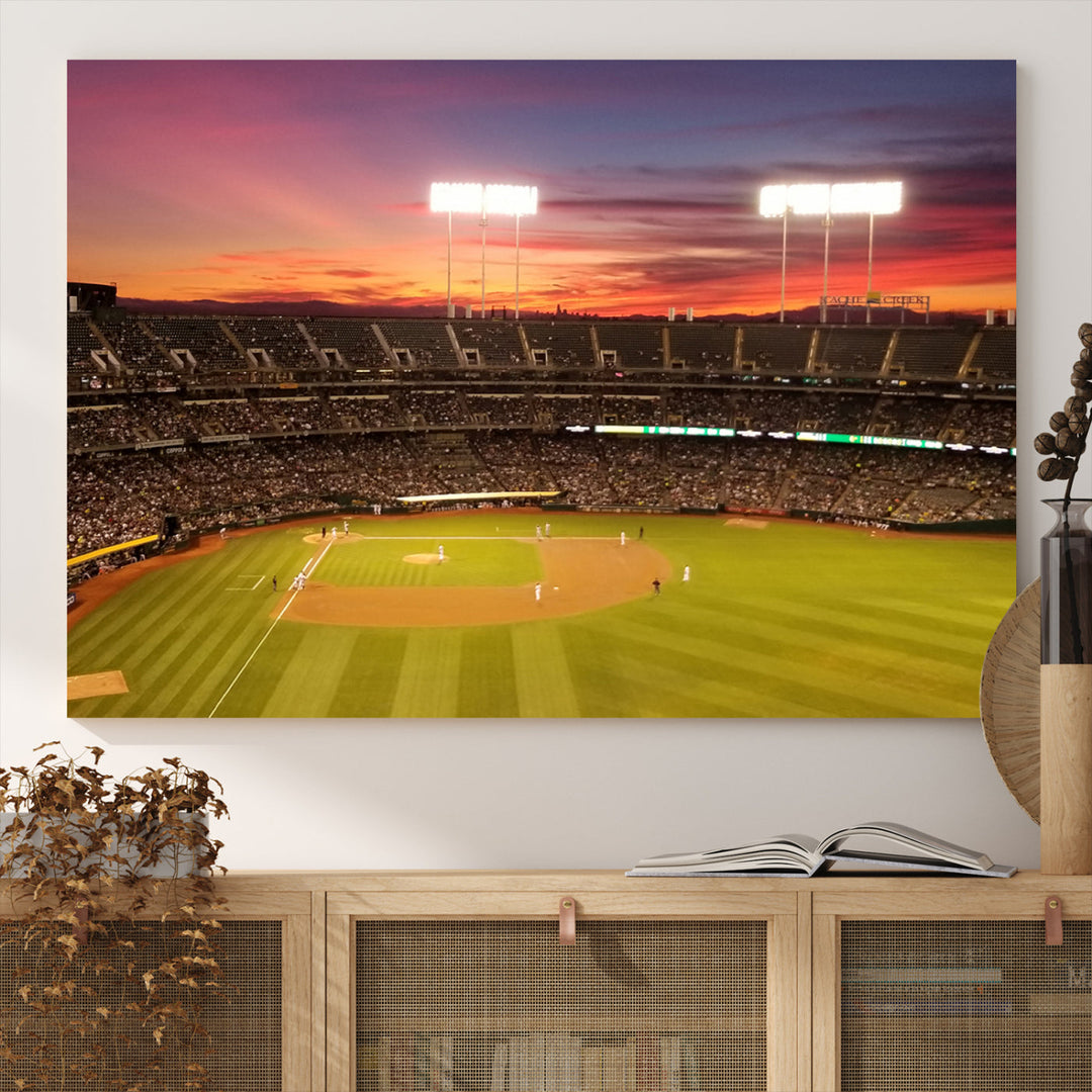 Oakland Coliseum Wall Art Oakland Athletics Stadium Canvas Print - Baseball Multi Panel Wall Art Print - Sports Lovers Gifts - MLB Wall Art