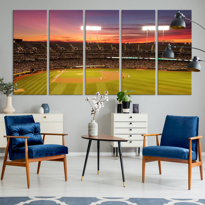 Oakland Coliseum Wall Art Oakland Athletics Stadium Canvas Print - Baseball Multi Panel Wall Art Print - Sports Lovers Gifts - MLB Wall Art