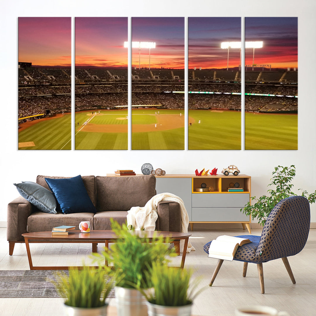 Oakland Coliseum Wall Art Oakland Athletics Stadium Canvas Print - Baseball Multi Panel Wall Art Print - Sports Lovers Gifts - MLB Wall Art