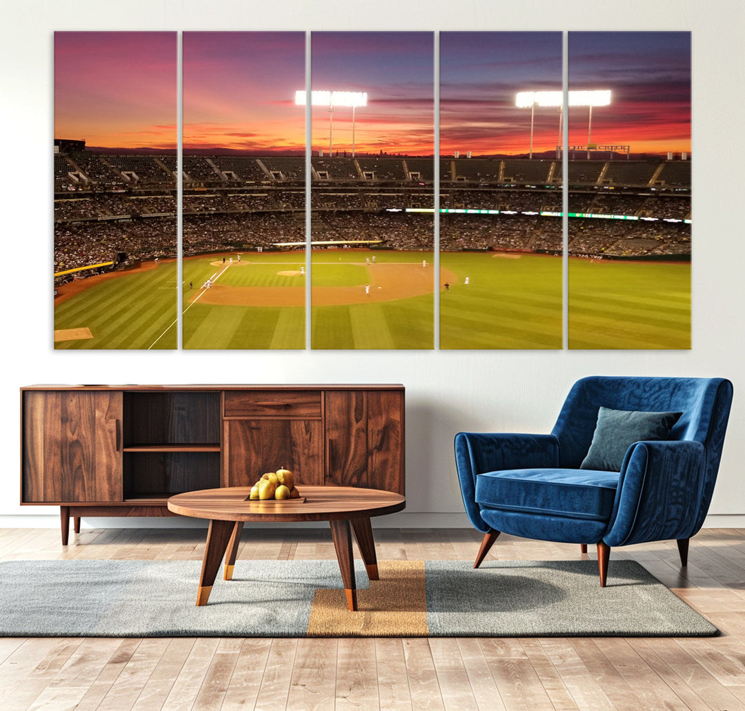 Oakland Coliseum Wall Art Oakland Athletics Stadium Canvas Print - Baseball Multi Panel Wall Art Print - Sports Lovers Gifts - MLB Wall Art