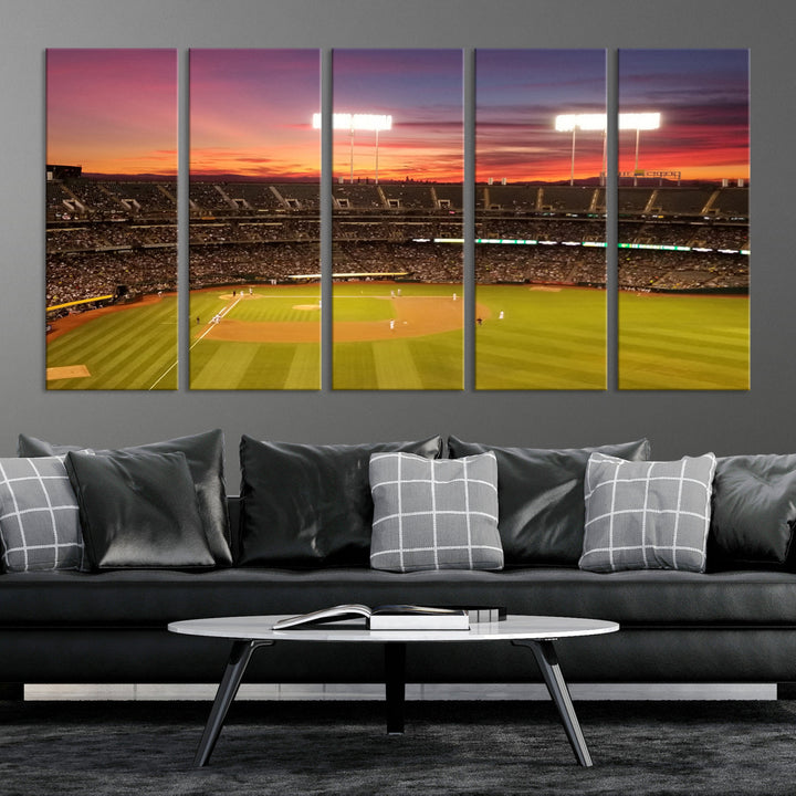 Oakland Coliseum Wall Art Oakland Athletics Stadium Canvas Print - Baseball Multi Panel Wall Art Print - Sports Lovers Gifts - MLB Wall Art