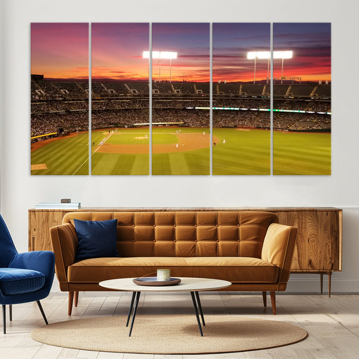 Oakland Coliseum Wall Art Oakland Athletics Stadium Canvas Print - Baseball Multi Panel Wall Art Print - Sports Lovers Gifts - MLB Wall Art