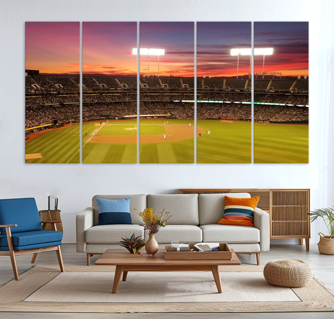 Oakland Coliseum Wall Art Oakland Athletics Stadium Canvas Print - Baseball Multi Panel Wall Art Print - Sports Lovers Gifts - MLB Wall Art