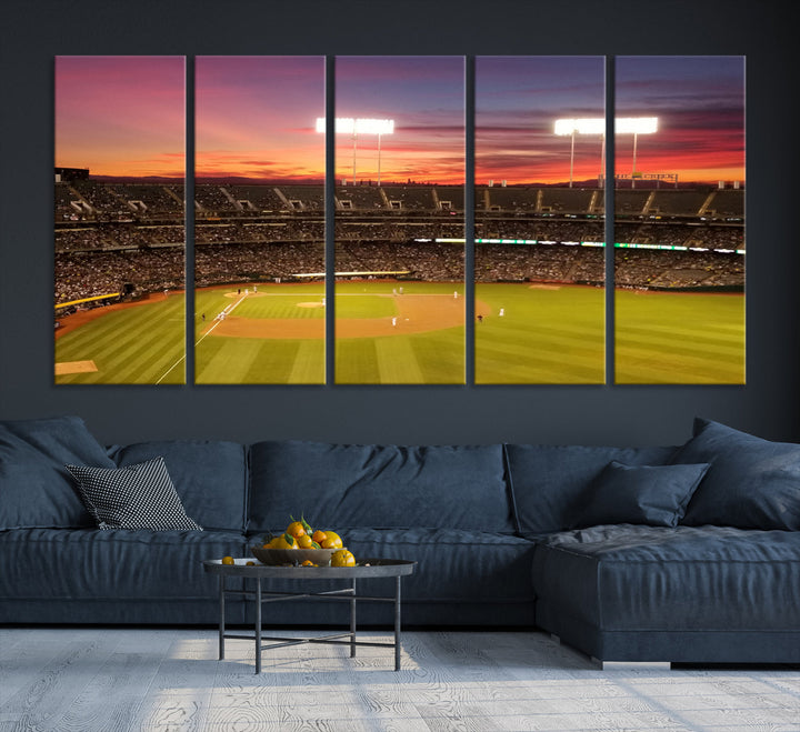 Oakland Coliseum Wall Art Oakland Athletics Stadium Canvas Print - Baseball Multi Panel Wall Art Print - Sports Lovers Gifts - MLB Wall Art