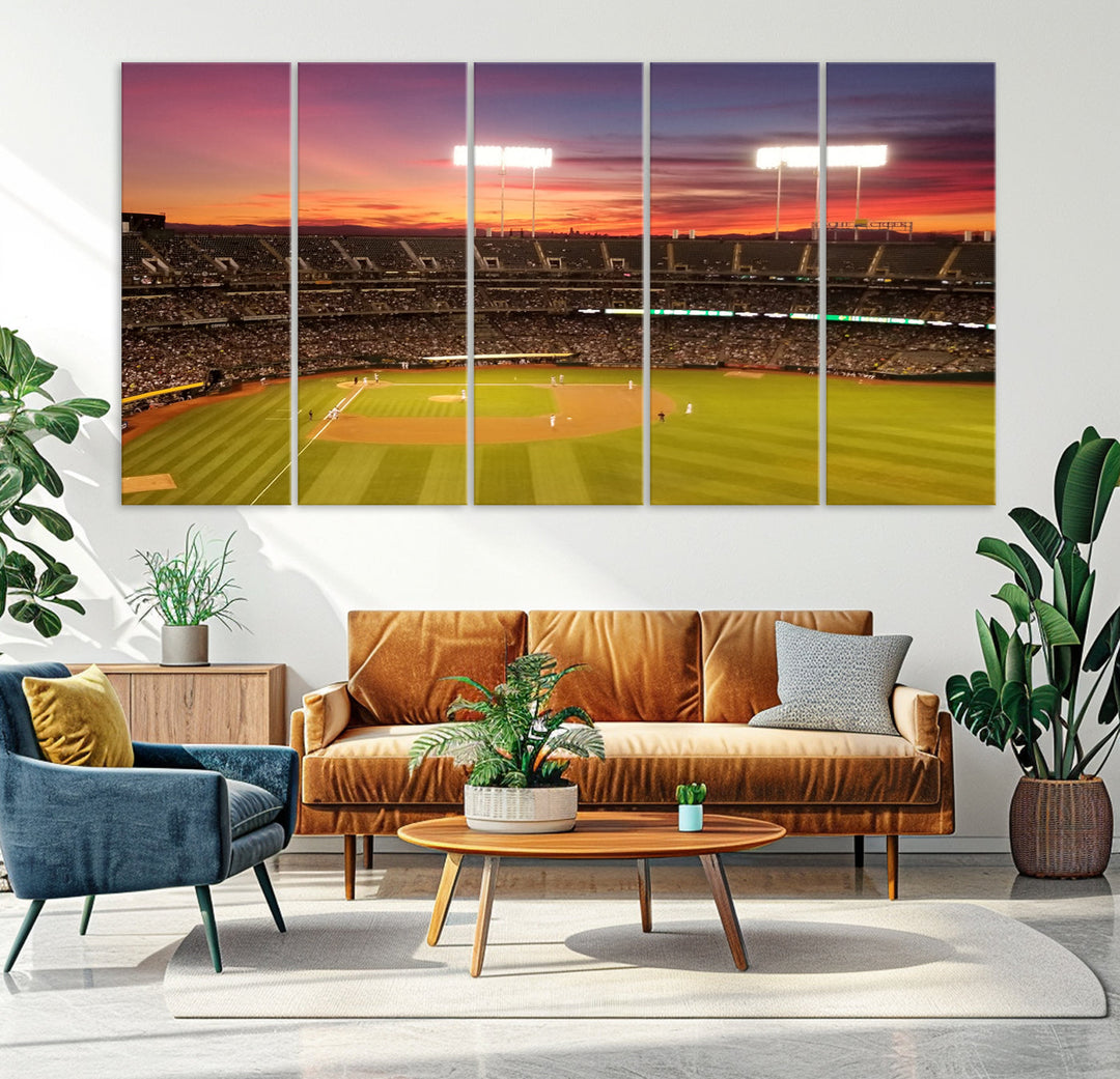 Oakland Coliseum Wall Art Oakland Athletics Stadium Canvas Print - Baseball Multi Panel Wall Art Print - Sports Lovers Gifts - MLB Wall Art