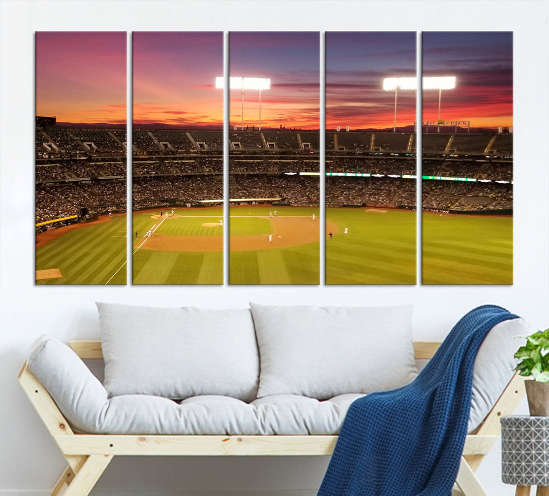 Oakland Coliseum Wall Art Oakland Athletics Stadium Canvas Print - Baseball Multi Panel Wall Art Print - Sports Lovers Gifts - MLB Wall Art