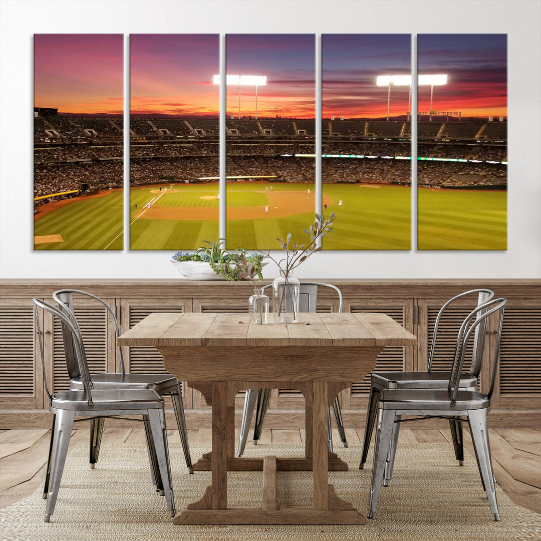 Oakland Coliseum Wall Art Oakland Athletics Stadium Canvas Print - Baseball Multi Panel Wall Art Print - Sports Lovers Gifts - MLB Wall Art