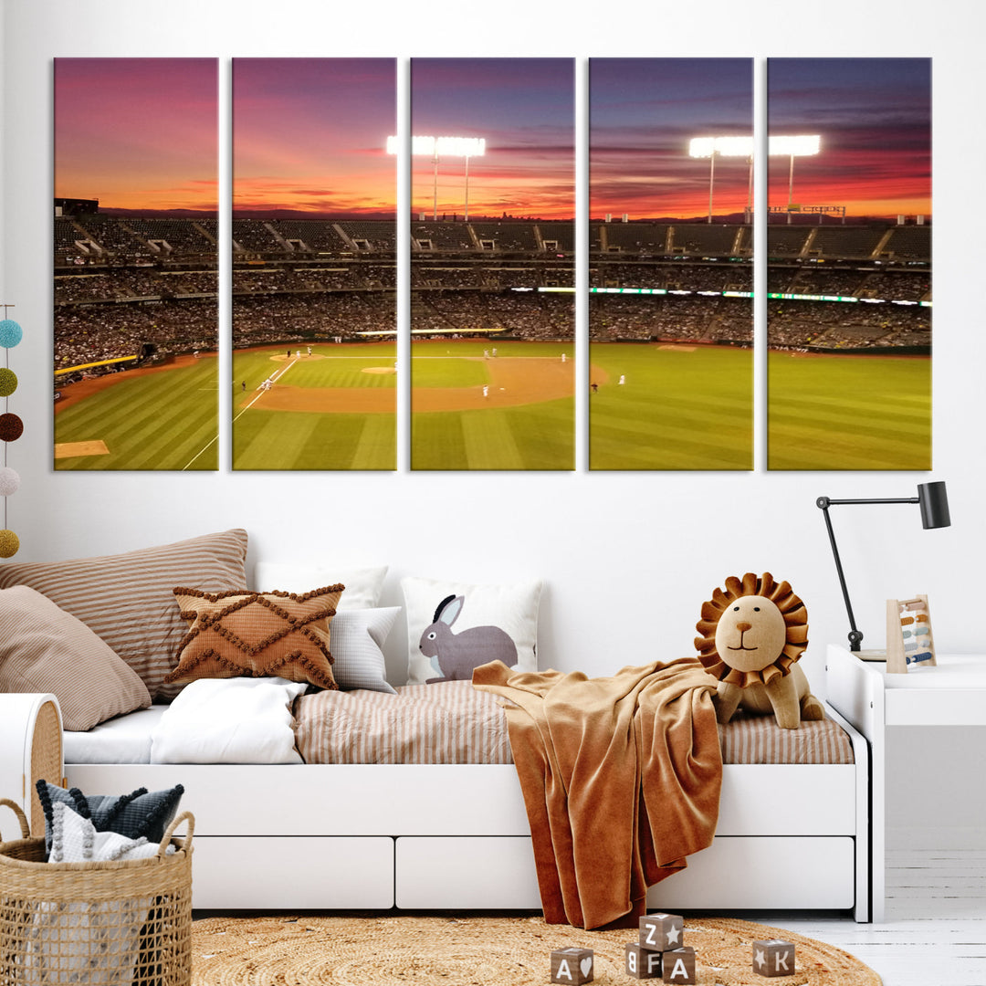 Oakland Coliseum Wall Art Oakland Athletics Stadium Canvas Print - Baseball Multi Panel Wall Art Print - Sports Lovers Gifts - MLB Wall Art