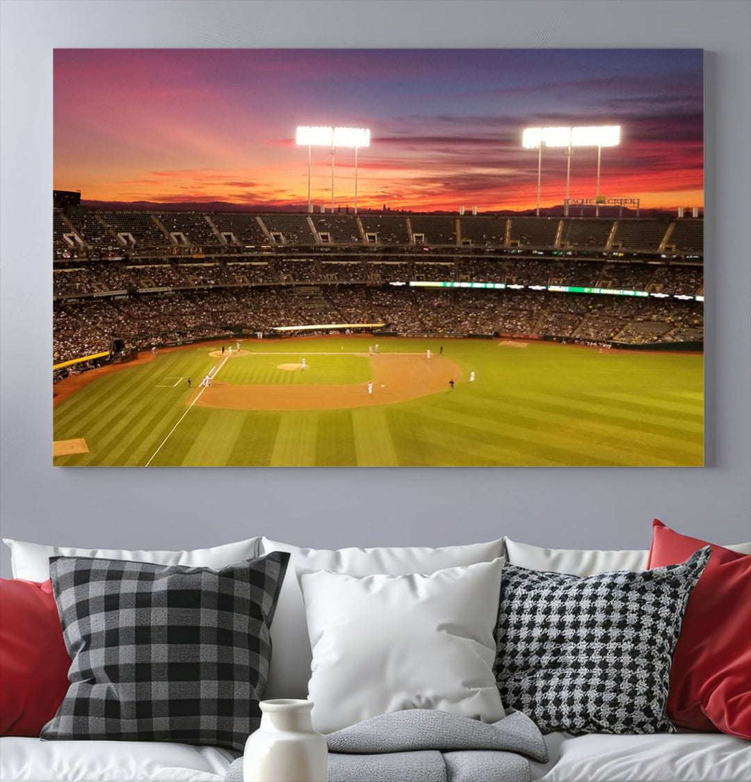 Oakland Coliseum Wall Art Oakland Athletics Stadium Canvas Print - Baseball Multi Panel Wall Art Print - Sports Lovers Gifts - MLB Wall Art