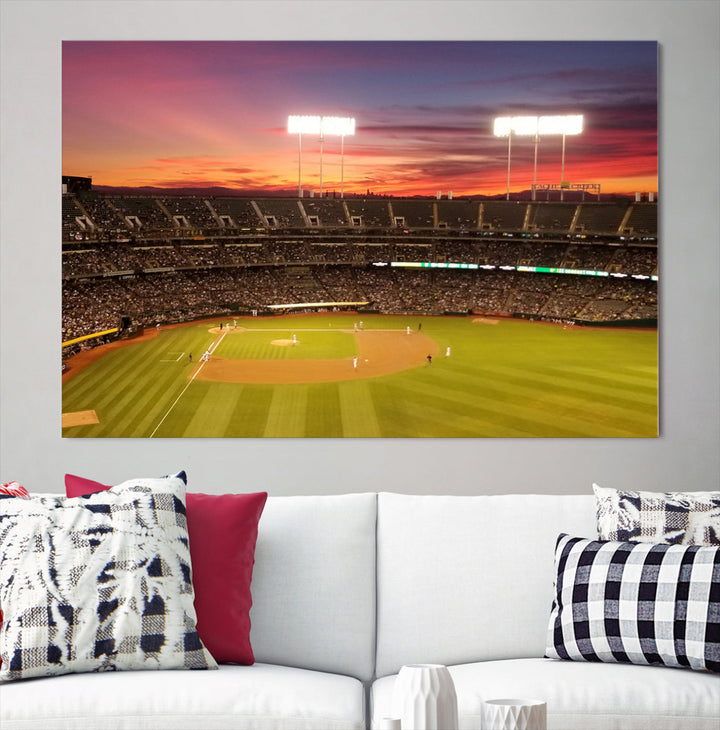 Oakland Coliseum Wall Art Oakland Athletics Stadium Canvas Print - Baseball Multi Panel Wall Art Print - Sports Lovers Gifts - MLB Wall Art