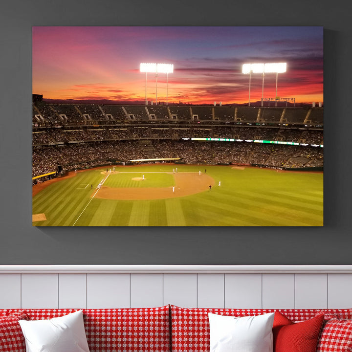 Oakland Coliseum Wall Art Oakland Athletics Stadium Canvas Print - Baseball Multi Panel Wall Art Print - Sports Lovers Gifts - MLB Wall Art