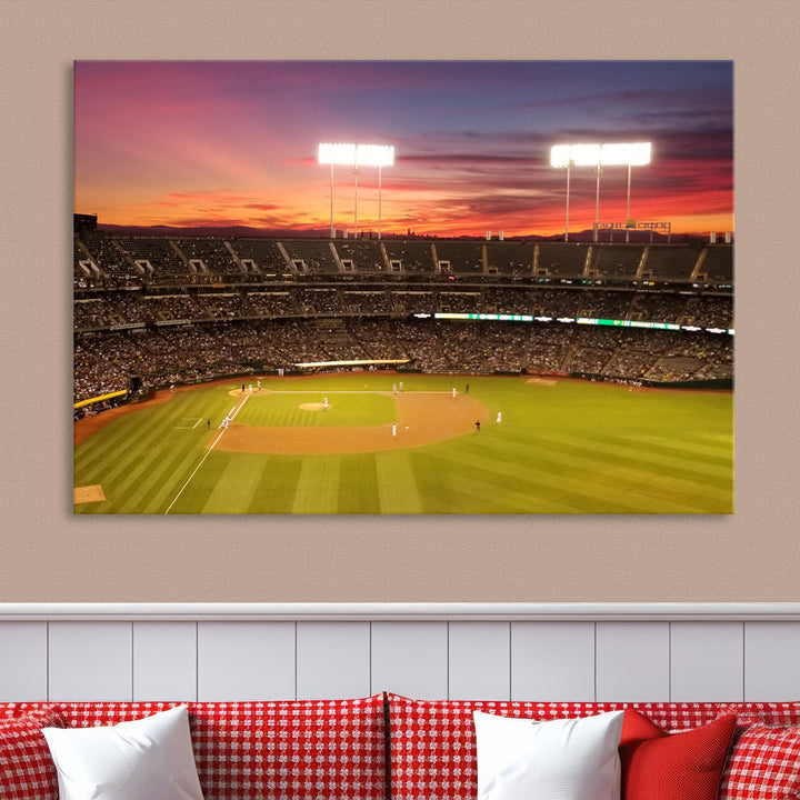 Oakland Coliseum Wall Art Oakland Athletics Stadium Canvas Print - Baseball Multi Panel Wall Art Print - Sports Lovers Gifts - MLB Wall Art