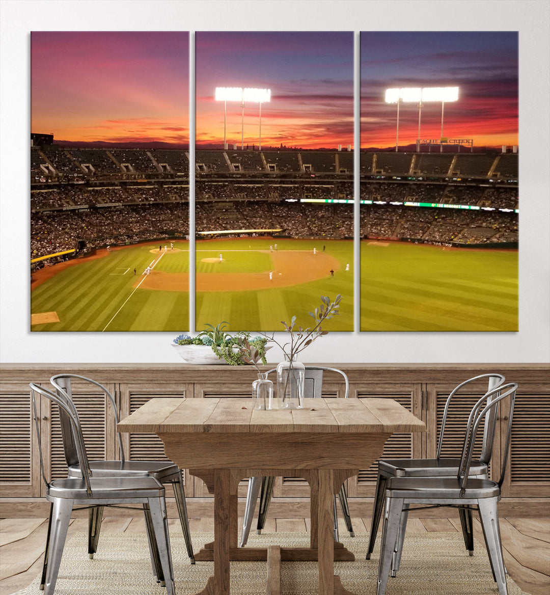 Oakland Coliseum Wall Art Oakland Athletics Stadium Canvas Print - Baseball Multi Panel Wall Art Print - Sports Lovers Gifts - MLB Wall Art