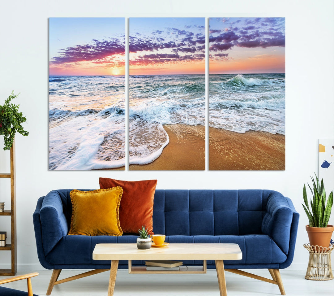 Ocean Beach Canvas Wall Art Beach Canvas Artwork Print for Living Room Home Office Decor, Beach Wall Art, Sea Wall Art