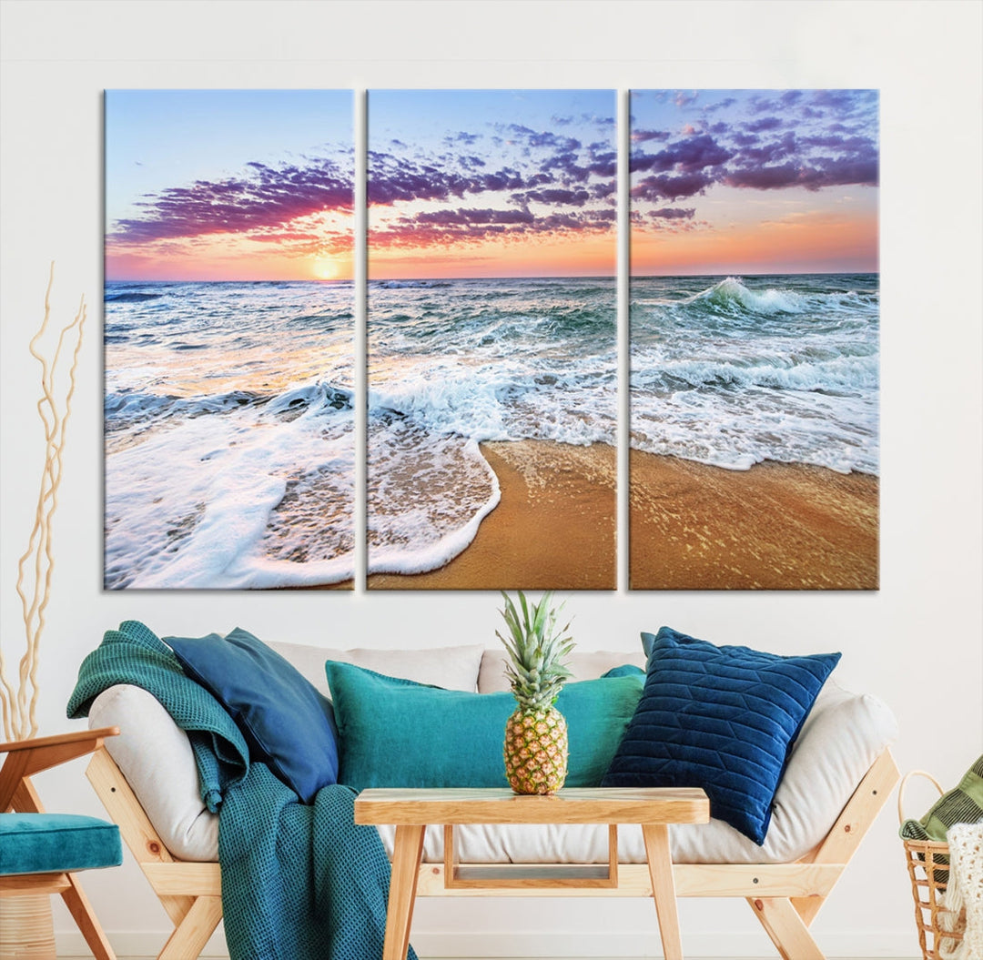 Ocean Beach Canvas Wall Art Beach Canvas Artwork Print for Living Room Home Office Decor, Beach Wall Art, Sea Wall Art