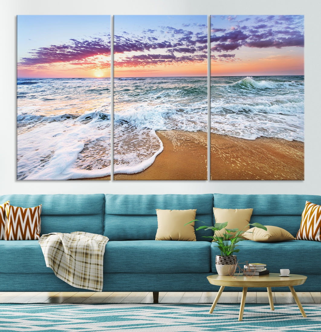 Ocean Beach Canvas Wall Art Beach Canvas Artwork Print for Living Room Home Office Decor, Beach Wall Art, Sea Wall Art