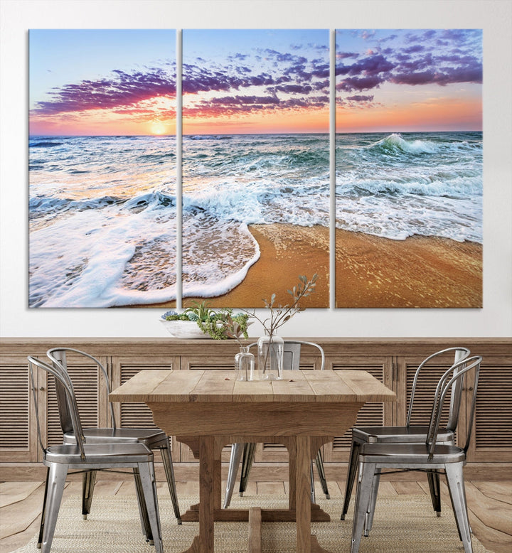 Ocean Beach Canvas Wall Art Beach Canvas Artwork Print for Living Room Home Office Decor, Beach Wall Art, Sea Wall Art