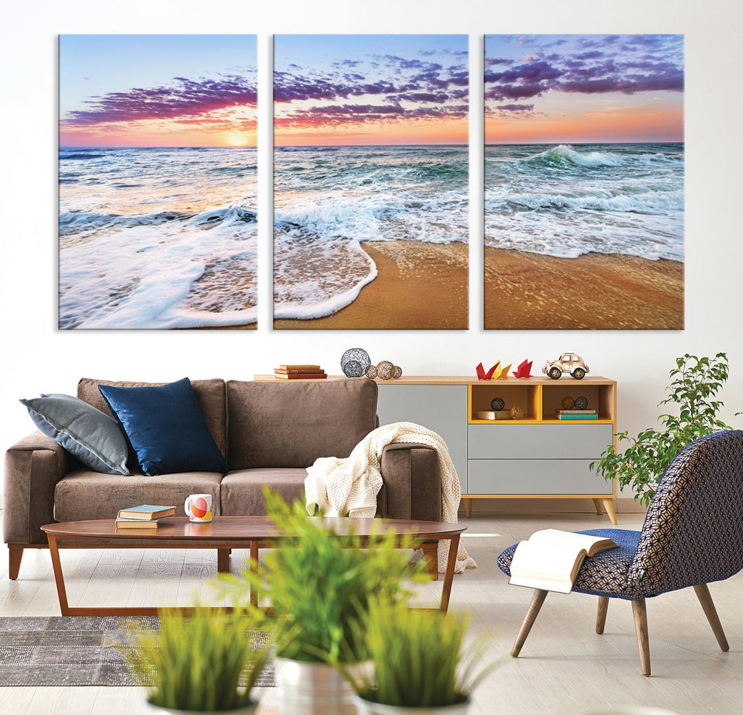 Ocean Beach Canvas Wall Art Beach Canvas Artwork Print for Living Room Home Office Decor, Beach Wall Art, Sea Wall Art