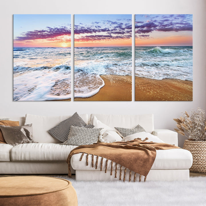 Ocean Beach Canvas Wall Art Beach Canvas Artwork Print for Living Room Home Office Decor, Beach Wall Art, Sea Wall Art