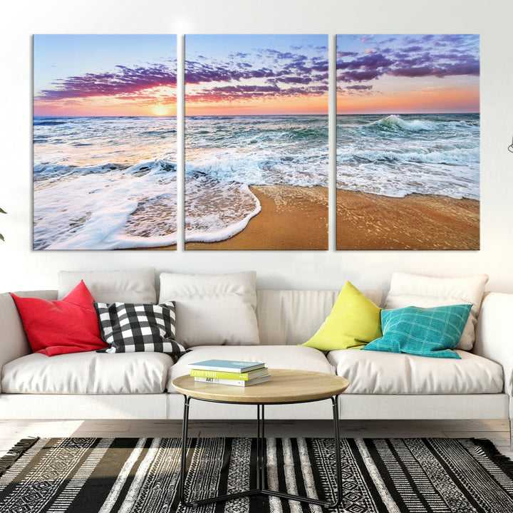 Ocean Beach Canvas Wall Art Beach Canvas Artwork Print for Living Room Home Office Decor, Beach Wall Art, Sea Wall Art