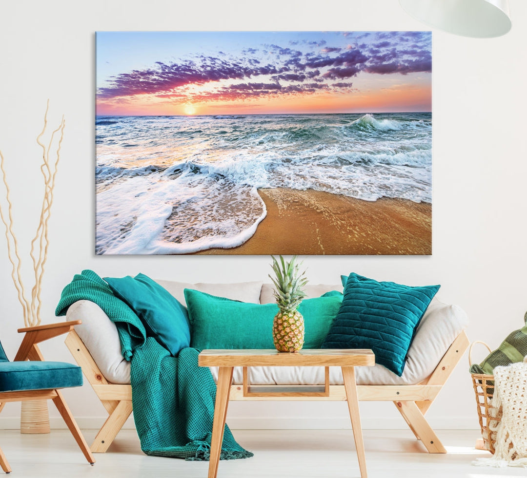 Ocean Beach Canvas Wall Art Beach Canvas Artwork Print for Living Room Home Office Decor, Beach Wall Art, Sea Wall Art