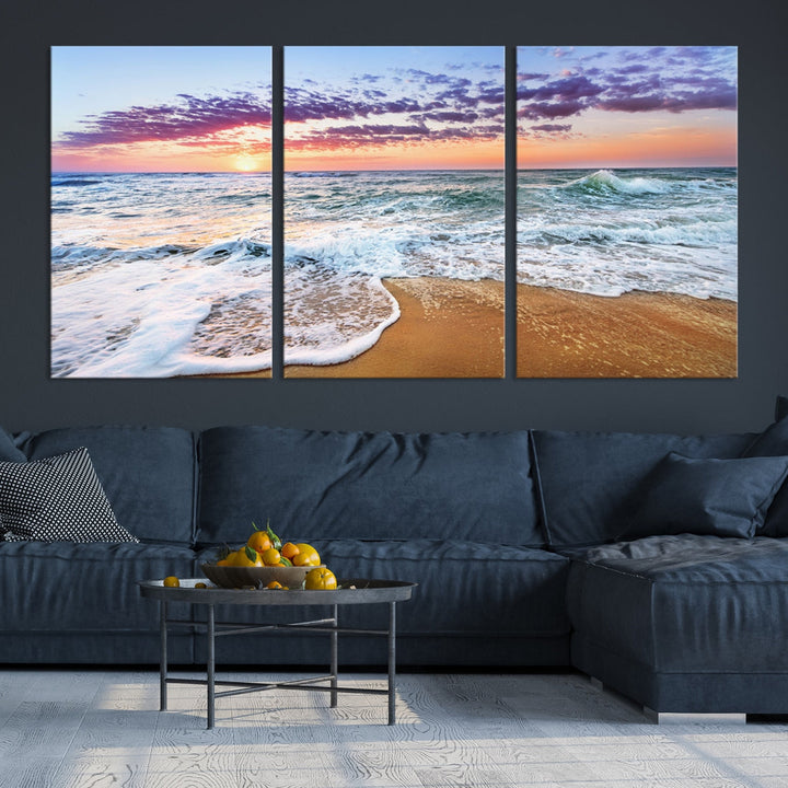 Ocean Beach Canvas Wall Art Beach Canvas Artwork Print for Living Room Home Office Decor, Beach Wall Art, Sea Wall Art