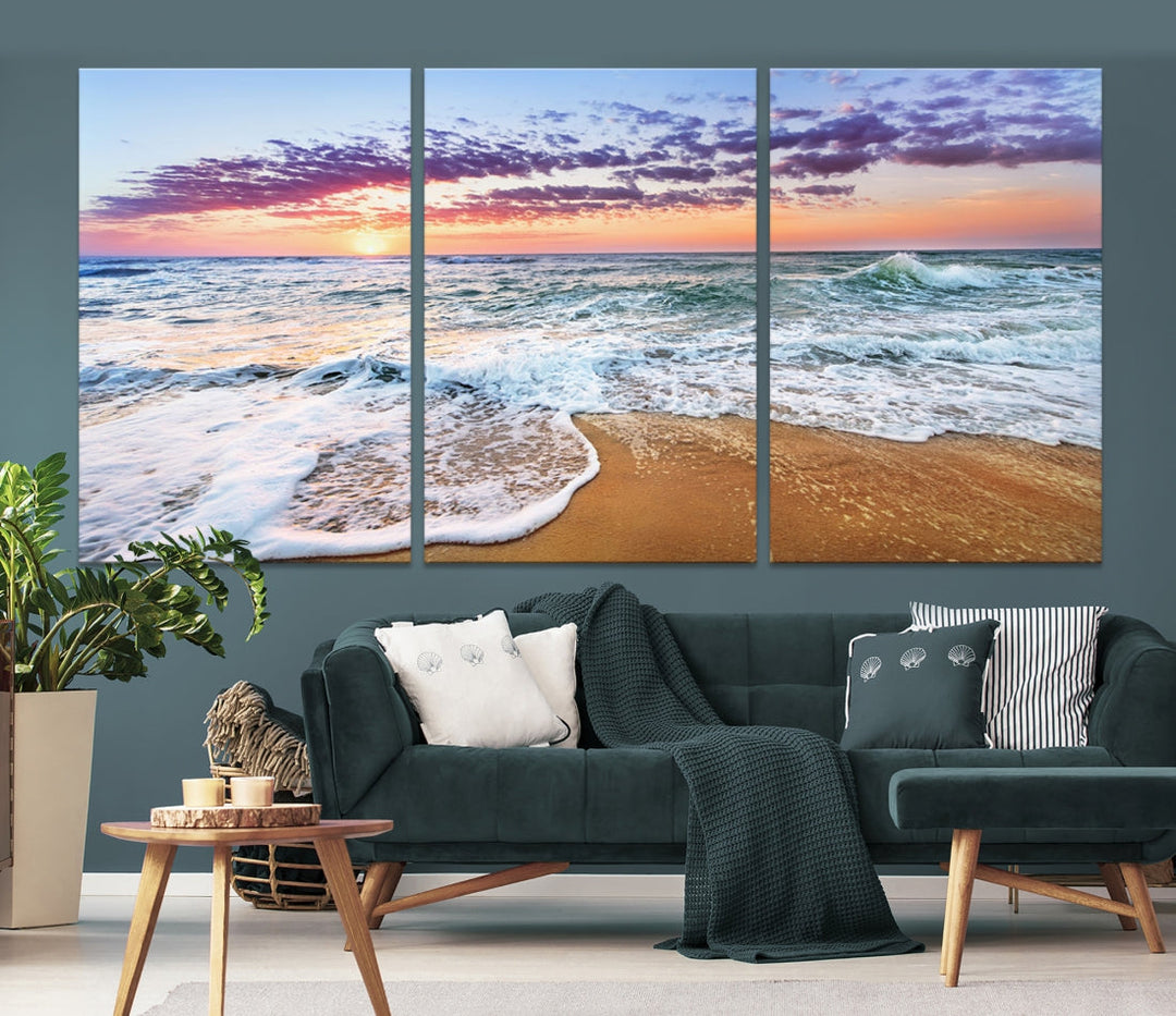 Ocean Beach Canvas Wall Art Beach Canvas Artwork Print for Living Room Home Office Decor, Beach Wall Art, Sea Wall Art